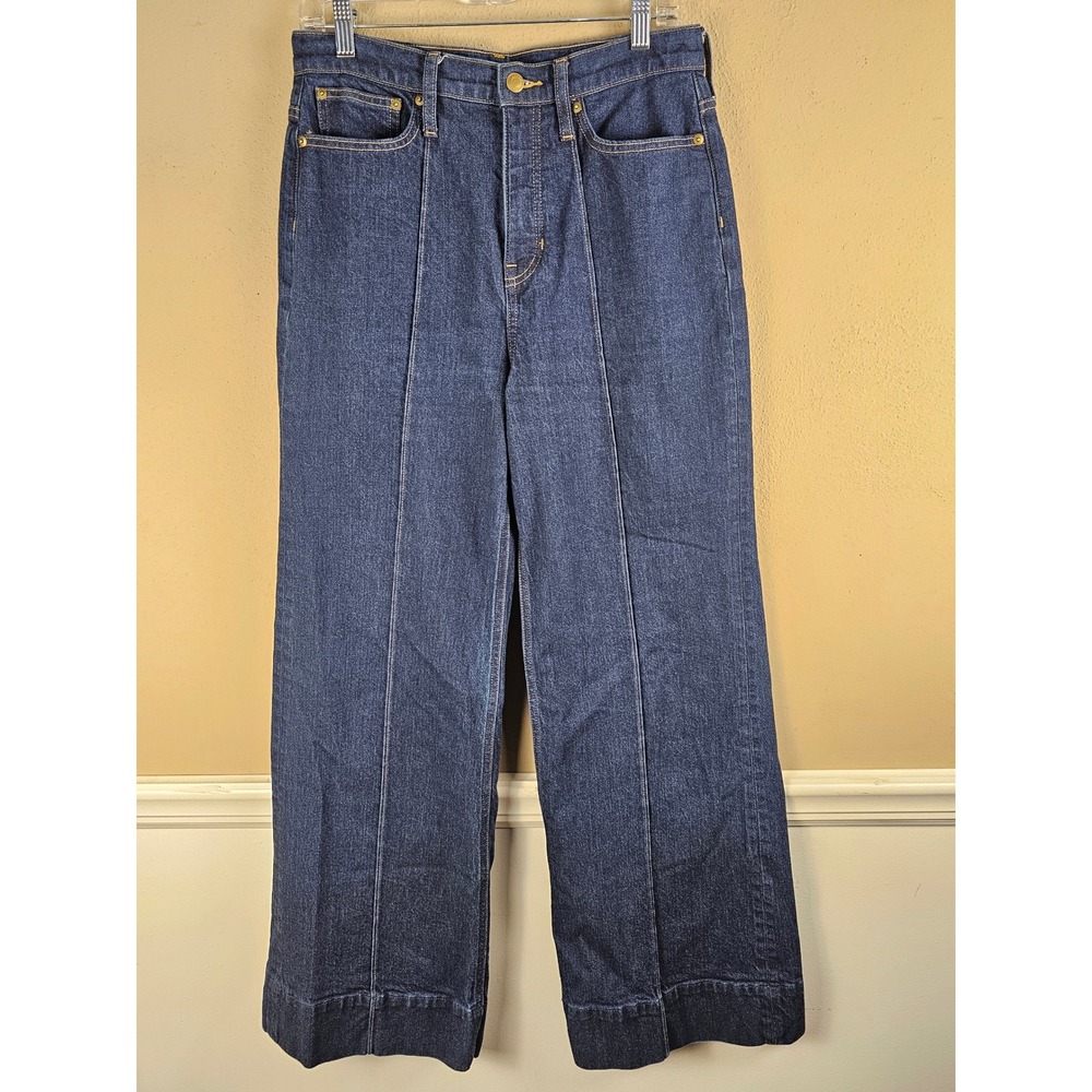 J Crew Womens Wide Leg Pintuck Denim Trouser Jeans 28